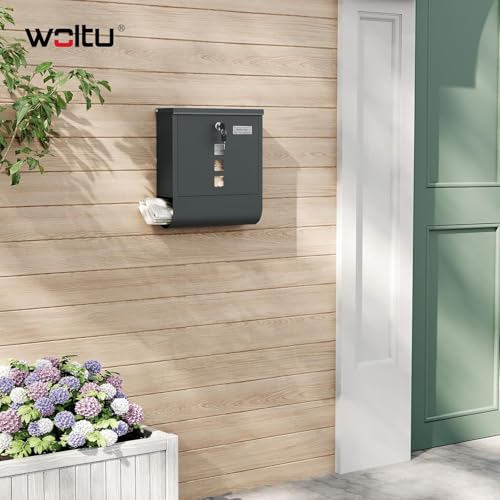 Boîte aux lettres Woltu avec bac à journaux - Anthracite - 10 x 30,8 x 33,8 cm
