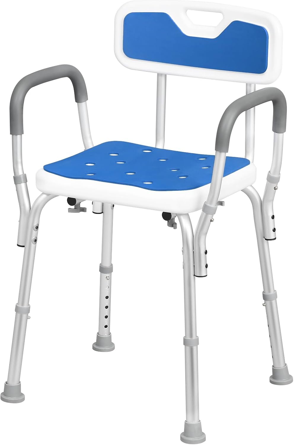 Chaise de douche Eugad - Max. 130 kg - Hauteur réglable - 47 x 39 x 84 cm - Bleu / Blanc