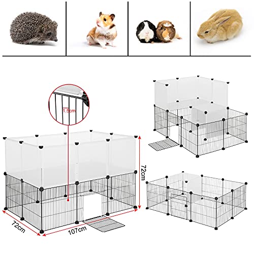 Eugad Parc extérieur pour lapins et cochons d'Inde - Blanc - 107 x 72 x 72 cm - 20 panneaux (35 x 35 cm)