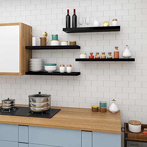 Etagère murale Woltu - Flottante - Noir brillant - 120 cm - Extra forte