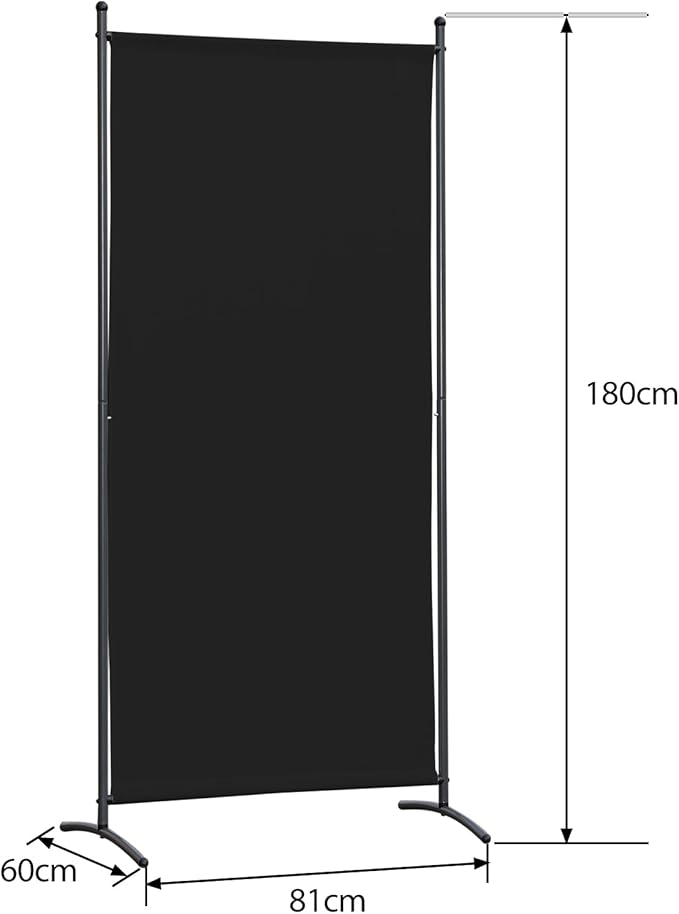 Angel Living Screens - 1 pièce - Séparation de pièces - Pliable - Noir - 80 x 180cm
