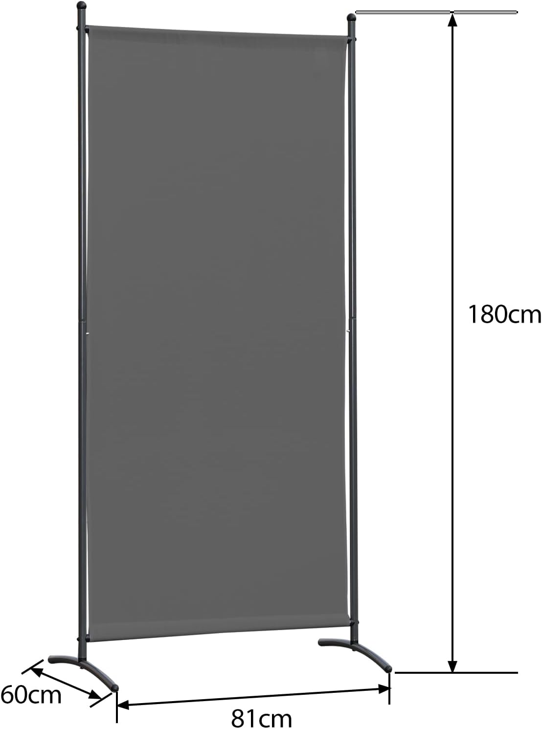 Angel Living Paravent - 1-pièce Room Screen & Room Divider - Brise-vue pour le bureau, le balcon, la chambre à coucher et le jardin - Gris - 80 x 180 cm