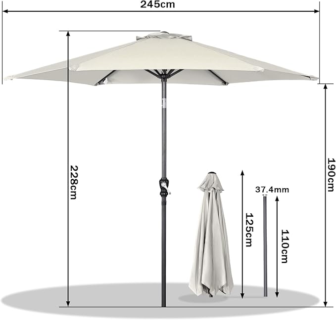 Angel Living Parasol - Ø250 cm - Inclinable - Crème