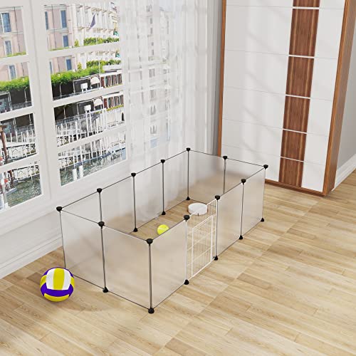 Eugad Parc pour Petits Animaux Transparent - Métal - 145x75x46 cm - 12 Panneaux 35x45 cm