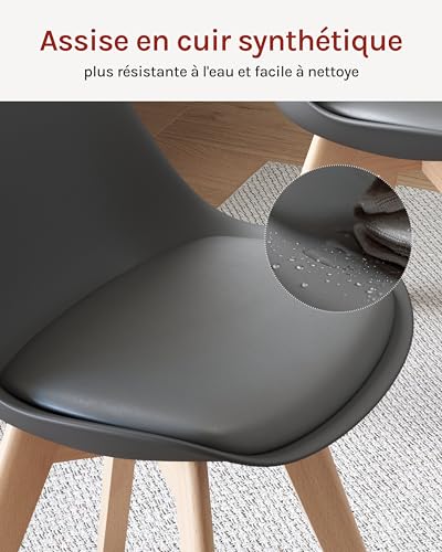 Woltu Dining Chairs Set of 2 Ergonomic Design - Bois massif et cuir synthétique - Grey - BH29gr-2