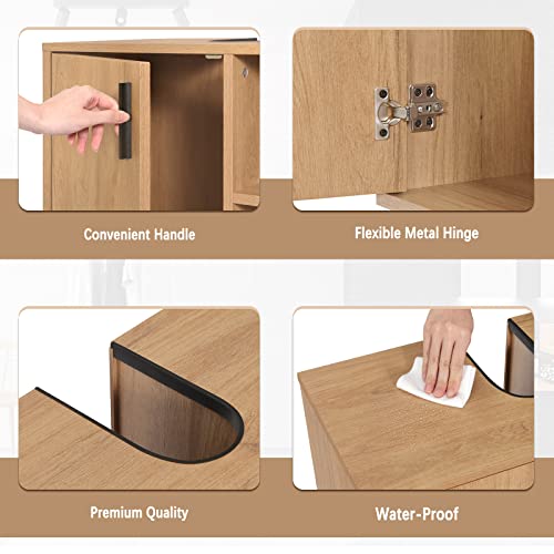 Eugad Armoire de salle de bain sous lavabo avec porte et 2 étagères ouvertes noir 60 x 60.5 x 30 cm