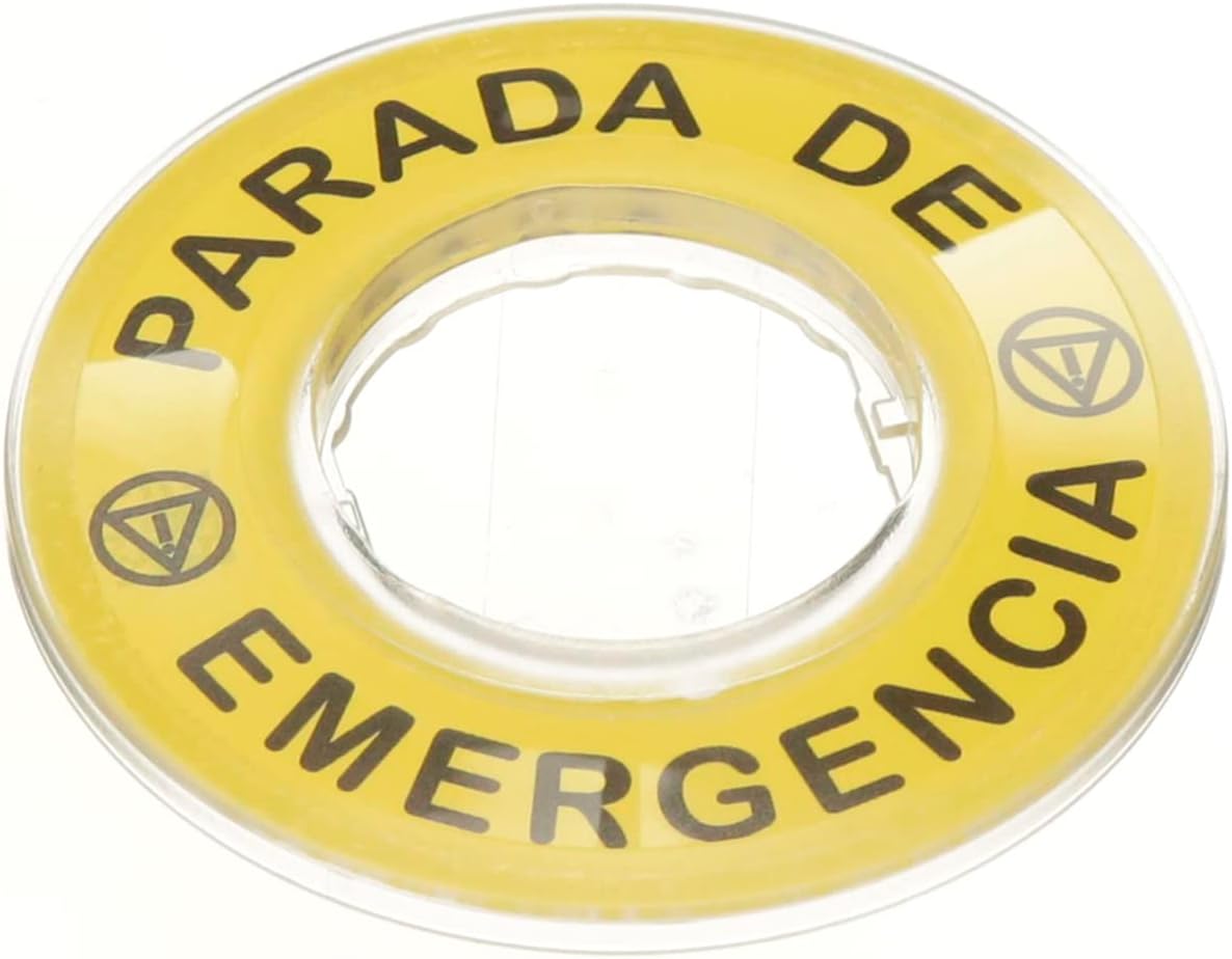 Schneider Electric Legend Plate 3D Marked Ø60mm Yellow - Pour bouton coup de poing d'arrêt d'urgence, lot de 10