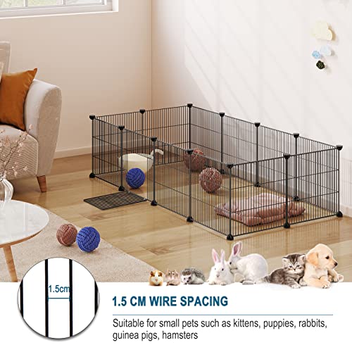Eugad Clôture modulaire pour petits animaux domestiques Noir 142 x 72 x 36 cm