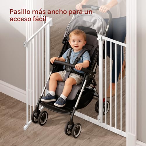 Woltu Barrière de Sécurité pour Enfants et Animaux Blanc 75-107 cm
