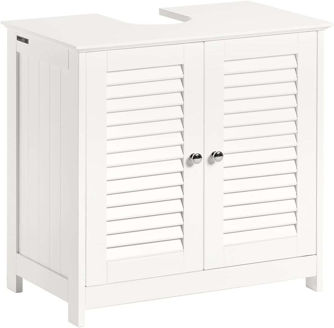 SoBuy Meuble lavabo - 2 portes et 2 étages - Blanc - 60x35x58cm