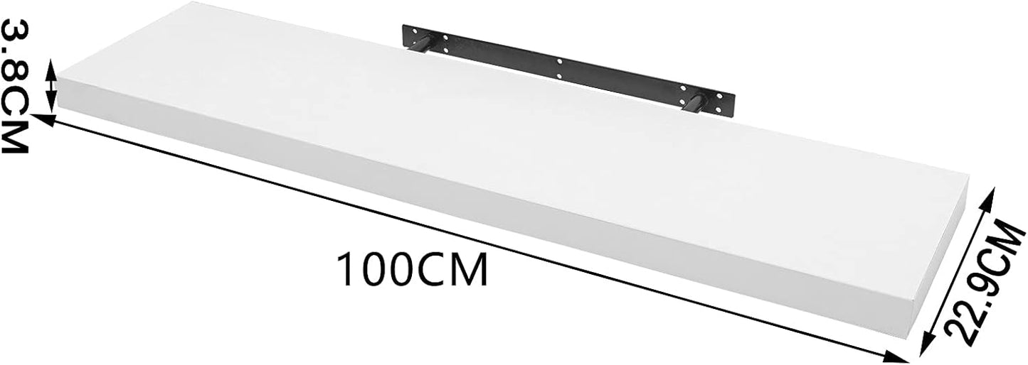Woltu RG9317ws Étagère murale flottante - 100x22.9x3.8 cm - MDF blanc - Étagère suspendue moderne pour le salon, la cuisine ou la salle de bain
