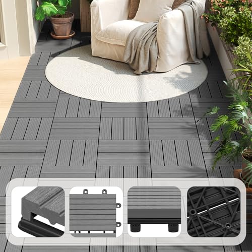 Dalles de terrasse extérieure Woltu 22 pièces Gris clair 30 x 30 cm