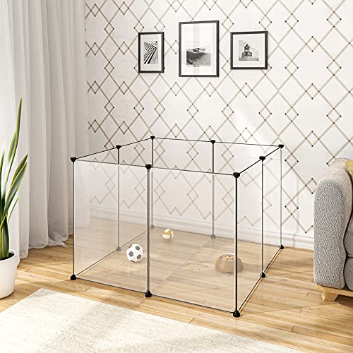 Grille de promenade Eugad pour petits animaux - Plastique PP et grillage en acier - 102 x 70 cm - Noir