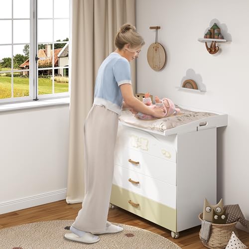 Drap à langer Woltu pour commode - Blanc - 80 x 75 x 10 cm