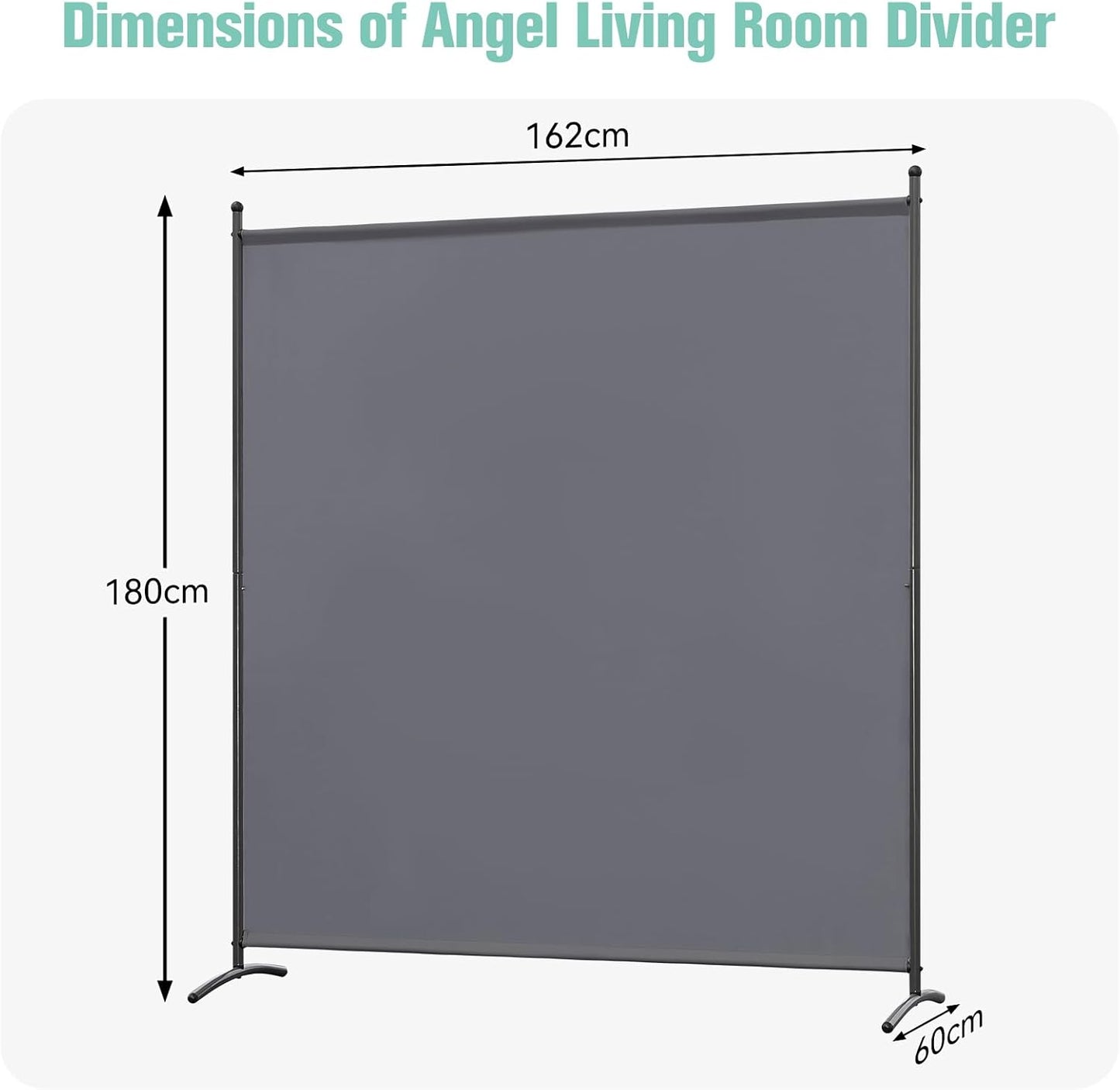 Angel Living Paravent - Paravent moderne et séparateur de pièce - Paravent d'intimité pour l'intérieur et l'extérieur, Gris - 162 x 180 cm