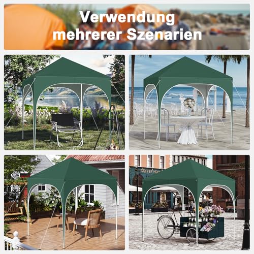 Pavillon pliant Woltu 2 x 2 m avec 4 parois amovibles Vert