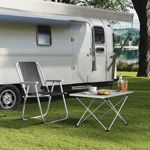 Table pliante Woltu Table de camping Table de pique-nique Aluminium Argent 68 x 46 x 40 cm