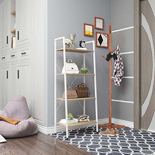Woltu Armoire de rangement en bois 4 niveaux - Métal massif/blanc - 60x35x148 cm
