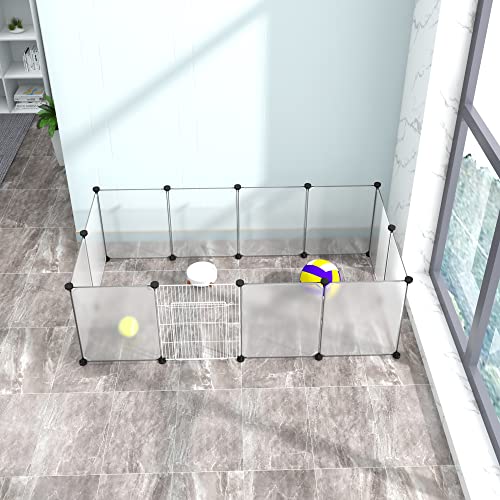 Eugad Parc pour Petits Animaux Transparent - Métal - 145x75x46 cm - 12 Panneaux 35x45 cm