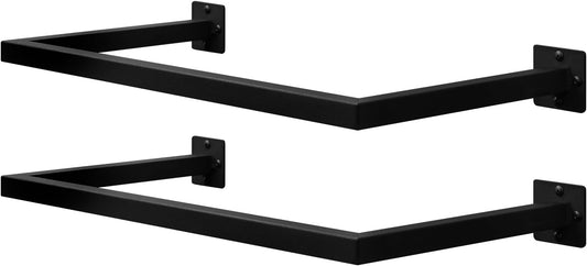 eSituro Wall Clothes Rack Black - Portemanteau mural industriel - 50 kg - 64 x 6,5 x 30 cm