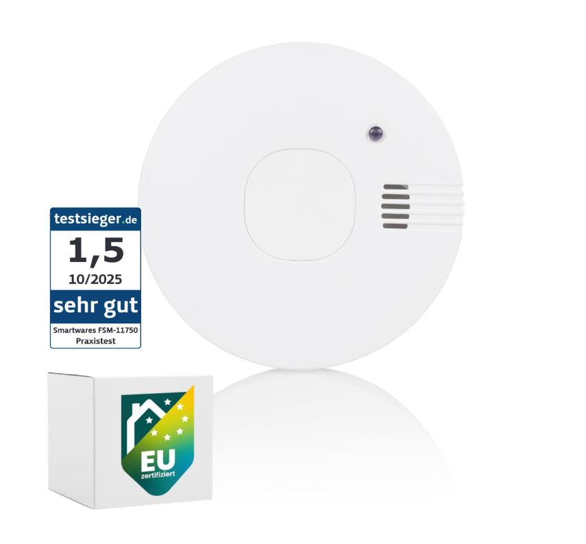 Détecteur de fumée Smartwares FSM-11750 - Durée de vie de 10 ans - 85 dB - Pile d'une durée de 5 ans - 10,1 x 10,1 x 2,9 cm