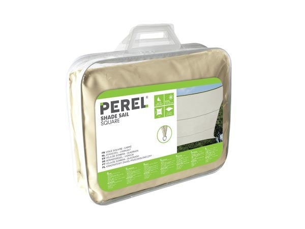 Toile d'ombrage Perel, déperlante, 5 x 5 m, 160 g/m², polyester, carrée, crème