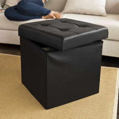 SoBuy Pouf avec rangement - 48 x 48 x 48 cm - Noir