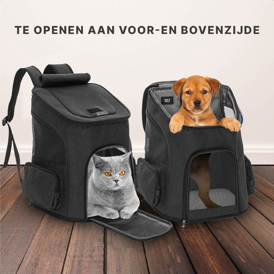 Sac à dos pour chien Jake and Jacky - Sac à dos pour chien - Sac de transport pour chien - Sac à dos pour chat - Sac de voyage pour chat - Jusqu'à 8 kg - Noir