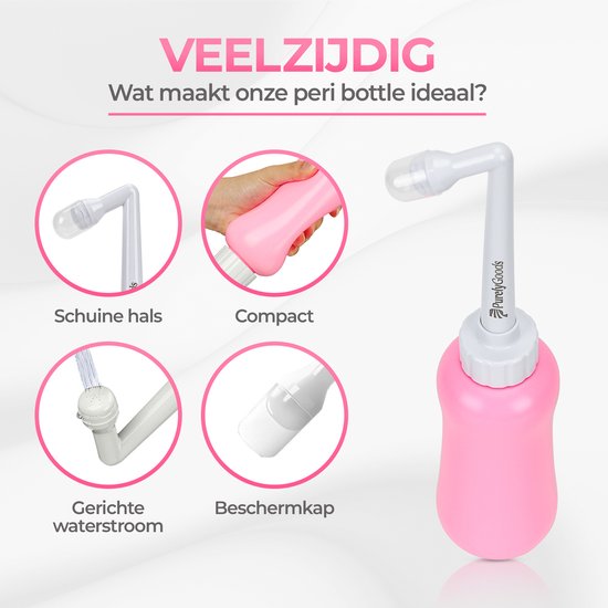 PurelyGoods® Peri Bottle - Bidet portable - Douche vaginale - Périnée - Grossesse - Bouteille de rinçage post-partum - 450ML - Rose