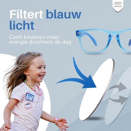 LC Eyewear Lunettes d'ordinateur pour enfants - Lunettes à lumière bleue - Lunettes d'affichage - Unisexe - Bleu transparent