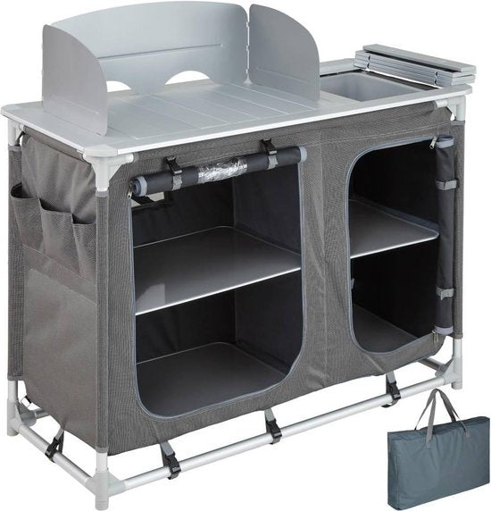 tectake - Cuisine de camping cuisine de camping - avec pare-brise et compartiments de rangement - 116x52x107cm - 402920