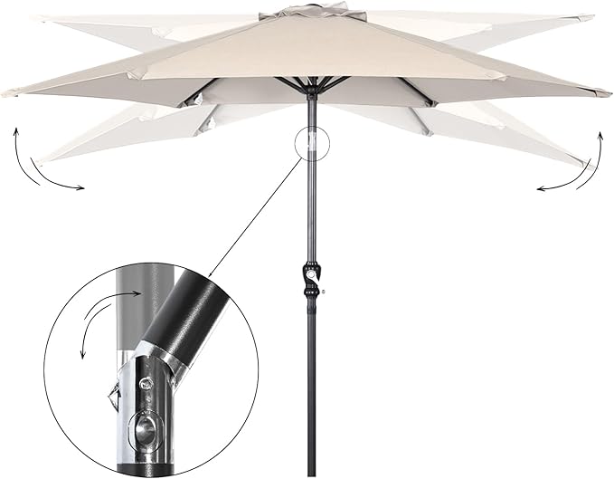 Angel Living Parasol - Ø250 cm - Inclinable - Crème
