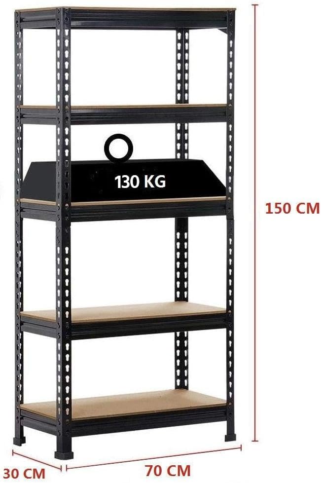 Yaheetech Racks de stockage - Lot de 2 - Robuste - 150×70×30 cm - Réglable - Noir