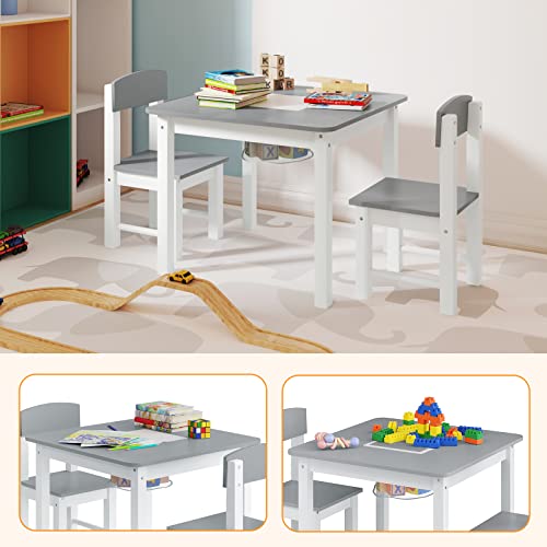 Ensemble table et chaises pour enfants Woltu avec drap de jeu réversible - blanc et gris