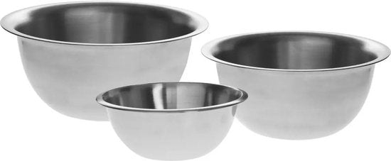 Lot de 3 bols à pâte/bols à mélanger en acier inoxydable - 1 L - 2 L - 3,3 L