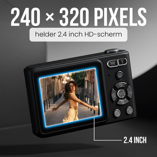 Outbee Appareil photo numérique - Appareil photo - Appareil photo numérique - Compact - Photos et vidéos - 8 résolutions d'image - 128 Go - Noir