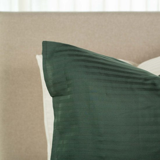 Housse de couette Kayori Elin en satin de coton - 240 x 200-220 cm + 2 taies d'oreiller - Lit double - Vert foncé