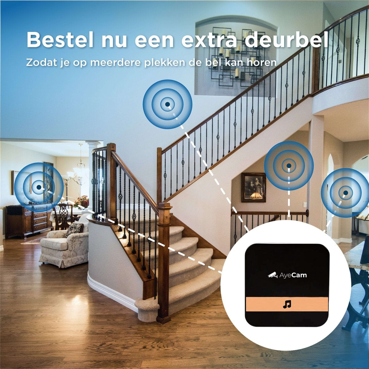 Carillon sans fil AyeCam - pour sonnette vidéo AyeCam - 1 pièce - Manuel néerlandais