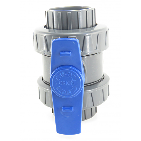 Robinet à boisseau sphérique Fitt en PVC pour piscine - 63 mm - Poignée bleue