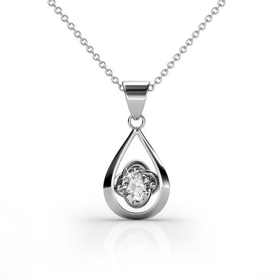 Yolora Collier pour femme avec pendentif en cristal Kalpa Camaka - Couleur argent - Plaqué or blanc 18K - Emballé - Cadeau de fête des mères