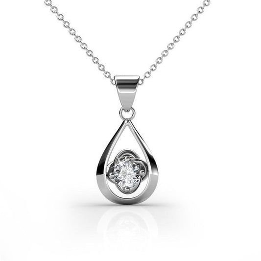 Yolora Collier pour femme avec pendentif en cristal Kalpa Camaka - Couleur argent - Plaqué or blanc 18K - Emballé - Cadeau de fête des mères