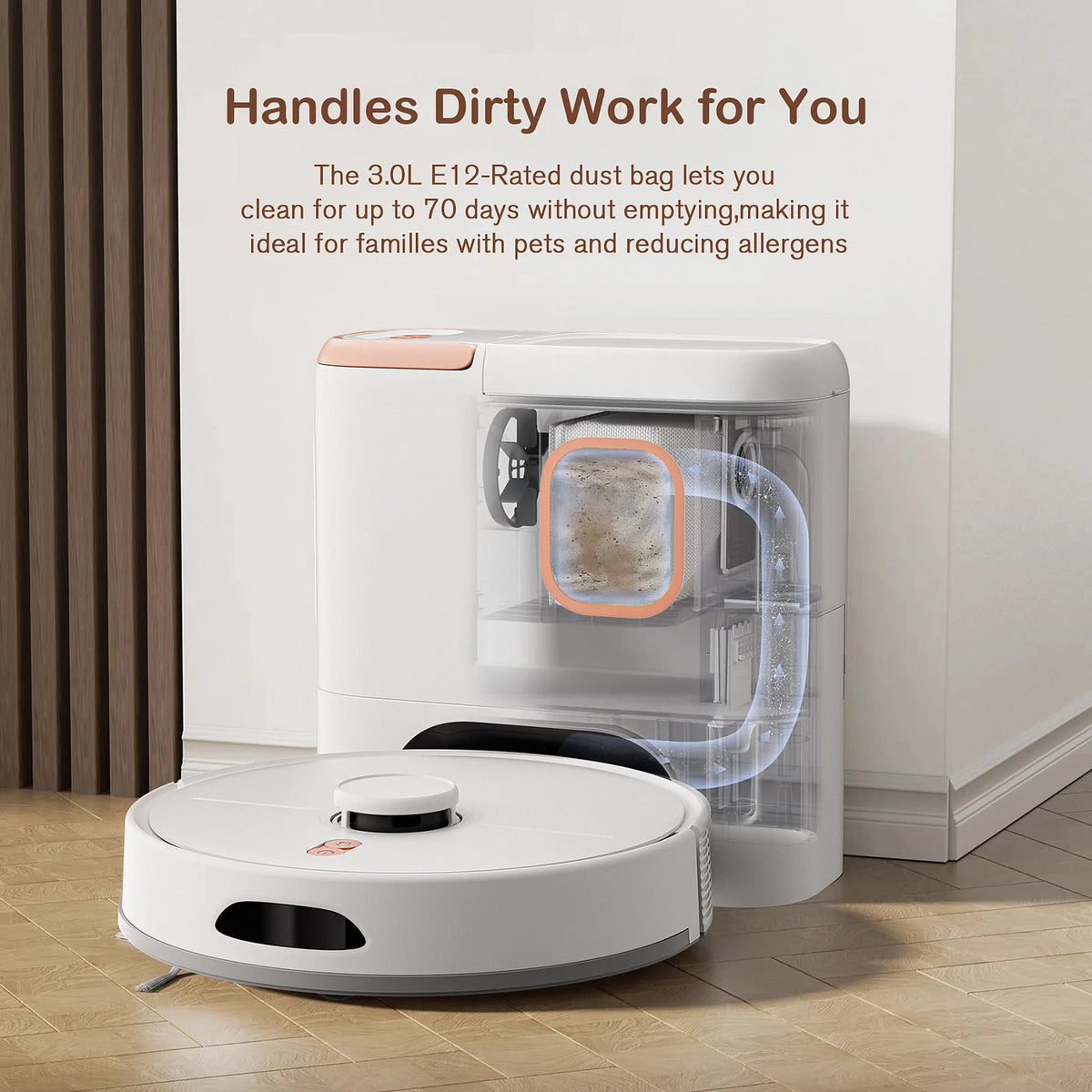 Aspirateur robot Omeser M20M avec fonction de lavage - Puissance d'aspiration de 6 000 Pa, station d'accueil à vidage automatique, navigation LiDAR pour les poils d'animaux