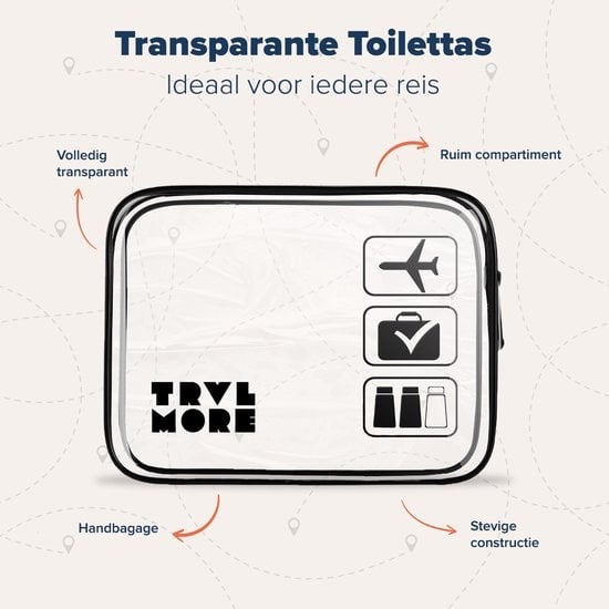 TRVLMORE Trousse de toilette transparente - 2 pièces - Noir/Transparent