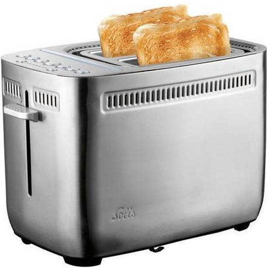 Solis - Grille-pain - Acier inoxydable argenté - Avec Sandwich-Zangen & Bagelfunktion - Puissance 1635 Watt - Grille-pain professionnel à 2 tranches