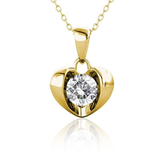 Yolora Collier Femme avec Pendentif Coeur - Cristal Kalpa Camaka - Or - Plaqué Or Jaune 18K - Collier Femme Or - Bijoux - Collier - Boîte Cadeau de Luxe - Boîte Cadeau - Bel Emballage Cadeau - Emballage Cadeau Exclusif