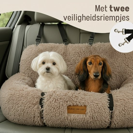 Siège auto pour chien By Cee Cee Deluxe - Panier pour chien avec sangle de sécurité - Panier de voiture pour chien - Siège pour chien - Siège auto - Mokka - Taille L - Otto