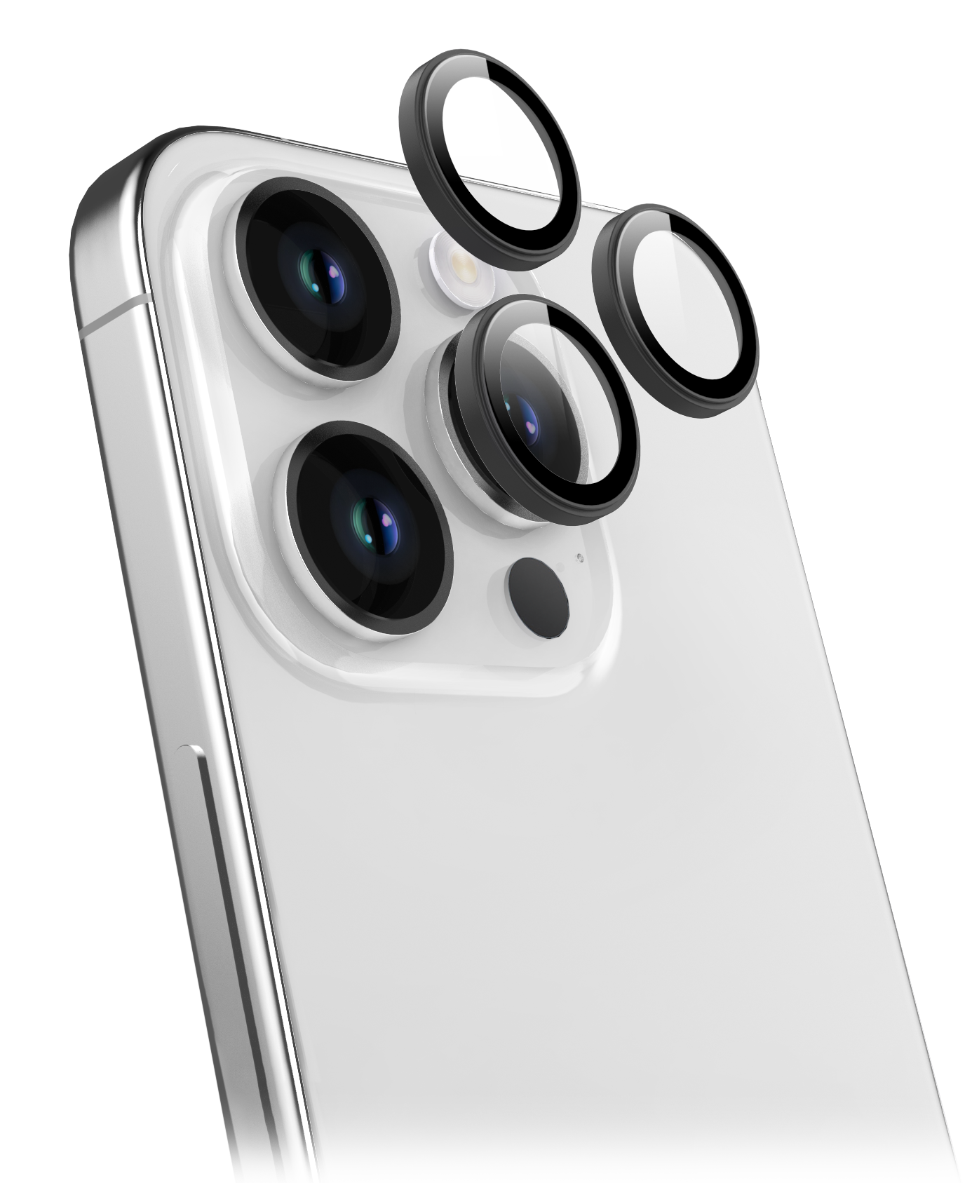BeHello - Protection de l'objectif de l'appareil photo - Convient à l'iPhone 15 Pro et 15 Pro Max et 14 Pro et 14 Pro Max - Comprend une protection individuelle de l'objectif et un cadre en aluminium - Pour Apple iPhone - Aluminium noir et verre transpare