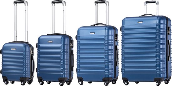 Ensemble de valises à roulettes / Ensemble de valises Rome - 4 pièces - Bleu - ABS