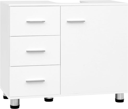 Eugad Meuble bas avec tiroirs et porte - 70 x 60 x 30 cm - Blanc