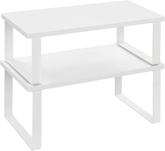 WOLTU Set d'étagères à épices 2 pièces - étagère de cuisine empilable - MDF blanc et métal